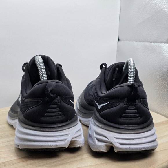 Woman’s Size 7.5 B - Hoka One One Bondi 8 Running Shoes Black White Sneakers - Picture 6 of 9